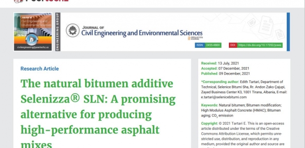  New Publication on Selenizza®SLN in the Journal of Civil Engineering and Environmental Sciences